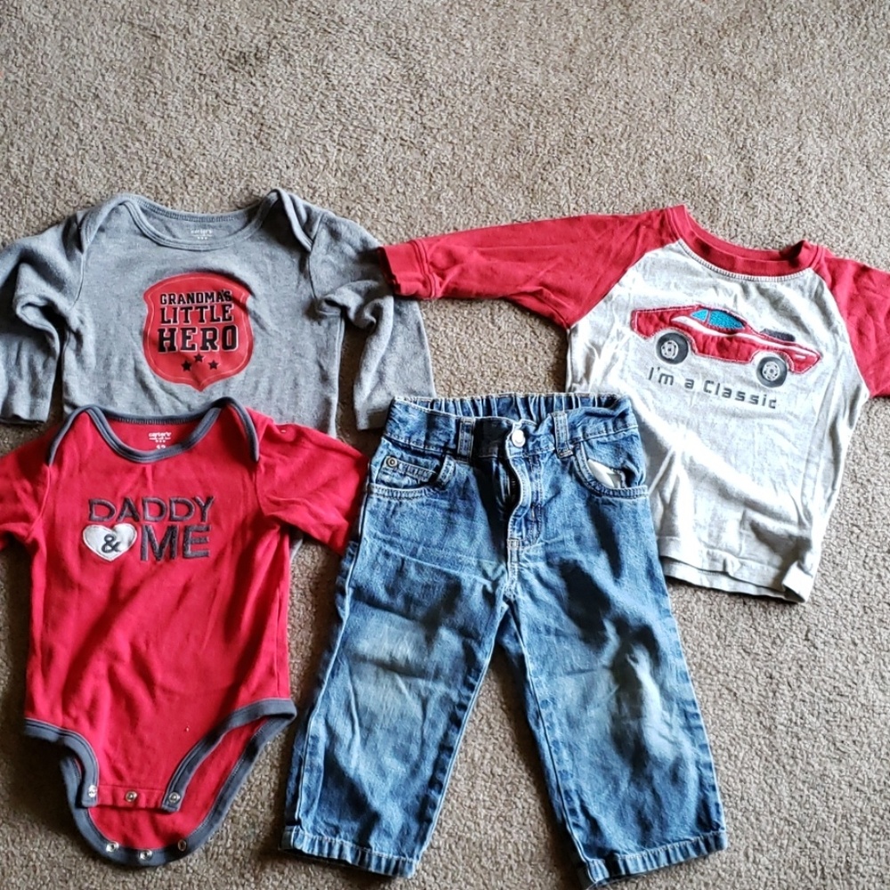 2 onsies,1 LS t-shirt one part of jeans